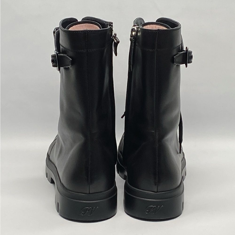 Roger Vivier Walkyviv Calfskin Crystal-Buckle Mid Boots size 41.5 - Picture 8 of 15